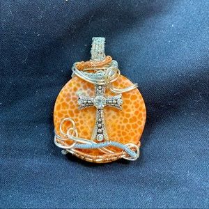 Handmade wire weave pendant